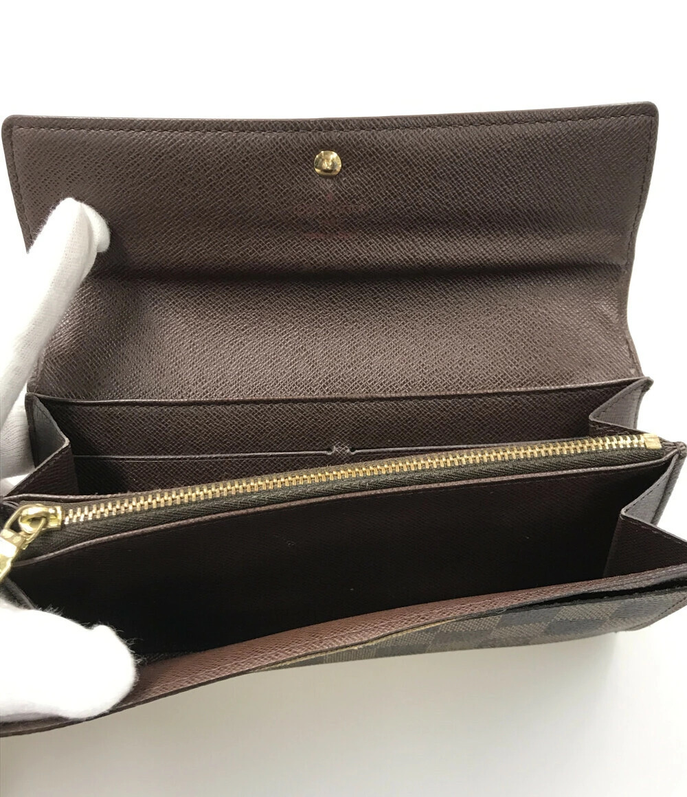 Louis Vuitton Cartes Ebene Portemonnaie Damier Long Pochette Wallet Brown